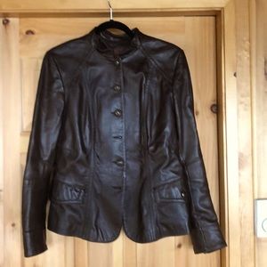 Danier dark brown leather jacket
